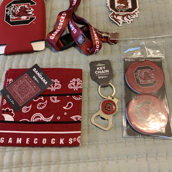 South Carolina Gamecocks Fan 6-Pc Car Set NEW Koozie Lanyard Car coasters & more - Picture 2 of 13